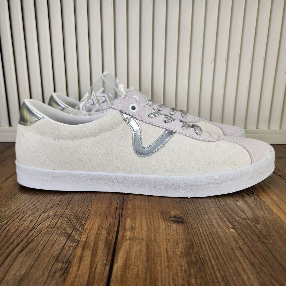 Vans Sport Low Mens Sz 13 High Shine Blanc De Blanc Suede Skater Sneakers Shoes